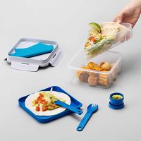 ランチボックス 保存容器 1.2L ブルー HPL979L-B To go ボックス 2 in 1 ロック&ロック スフォーク＆ナイフ付（直送品）