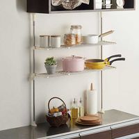 ベストコ ステンレス つっぱりキッチンラック 2段 伸縮棚 ワームグレー NY-1002 4975970253649 1個