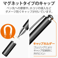 タッチペン スタイラスペン ディスクタイプ 抗菌 キャップ付 クリップ付 ブラック P-TPD02ABBK エレコム 1個
