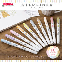 ゼブラ マイルドライナー やさしさ&ナチュラル10色セット WKT7-10C-YNTC 1セット