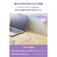Type-Cケーブル 240W PD EPR USB 2m 電力液晶付 シリコン 白 MPA-CCECW20WH エレコム 1個（直送品）