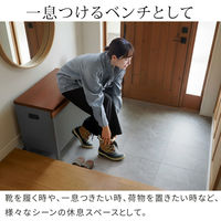 住まいスタイル 「horn/ホルン」 宅配機能付き 収納ベンチ DB-003BLK 1台（直送品）