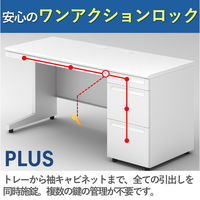 【組立設置込】プラス US-1 平机 幅1000×奥行600×高さ720mm  ホワイト US-106H WS/W4 1台（直送品）