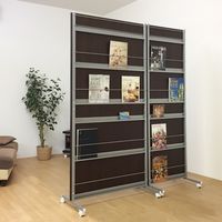 【軒先渡し】日本住器工業 キャスター付き マガジン収納パーテーション PS-600CPM 600×450×1880mm ブラウン 1台（直送品）