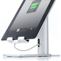サンワダイレクト iPad・タブレット縦置きスタンド（アルミ・横置き対応・シルバー） 200-STN005 1個（直送品）
