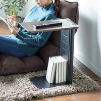 ソファサイドテーブル(デスクサイドテーブル・USB充電器収納タイプ・天然木/スチール使用・ブラック) 200-STN030BK 1個（直送品）