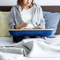 サンワダイレクト ひざ上テーブル（膝上テーブル・ノートパソコン・タブレット・15.6インチ・ラップトップテーブル・木目調・ビーズクッション） 1個（直送品）