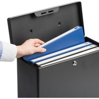 サンワダイレクト 鍵付きファイルボックス（マイナンバー対策・取手付き・書類入れ・A4ファイル収納可能・セキュリティボックス・ブラック） 1個（直送品）