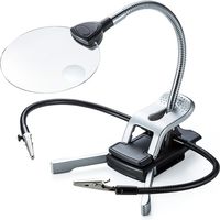 サンワダイレクト スタンドルーペ(拡大鏡・LEDライト付・クリップ対応・レンズ径9cm・クリップ付アーム付属) 400-LPE015 1個（直送品）