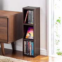 サンワダイレクト メディアラック（3段・木製・収納ラック・隙間収納・スリムラック・ブラウン） 200-FCD061BR 1個（直送品）