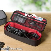 サンワダイレクト ガジェットポーチ（ACアダプタ収納ケース・モバイルバッテリーケース・縦長・キャリングケース・グレー） 1個（直送品）