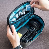 サンワダイレクト トラベルポーチ（メンズ・充電器ポーチ・収納ポーチ用・グレー） 200-BAGIN006GY 1個（直送品）