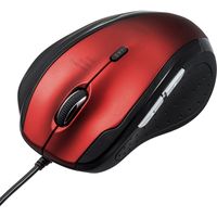 サンワダイレクト 静音マウス（有線・エルゴノミクス・人間工学・中型・DPI切替・レッド） 400-MA111R 1個（直送品）