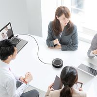 サンワダイレクト WEB会議マイク・スピーカー（会議スピーカーフォン・USB接続・Skype対応・外付けマイク対応） 400-MC020 1個（直送品）