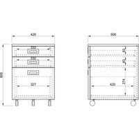 【車上渡し】アール・エフ・ヤマカワ ノルム 3段ワゴンロー 幅420×奥行500×高さ605mm ダーク RFCA-3LDB 1台（直送品）