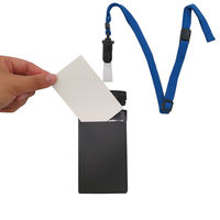 アイ・エス 吊り下げ名札 開閉式 タテ型 黒 10個 青ひも付 INM-13 1パック
