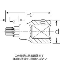 エスコ 3/4”DRxM16 [XZN] ビットソケット EA617WF-16 1個（直送品）