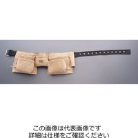 エスコ [12ポケット] ダブルツールポーチ(革製・ベルト付) EA925CA-26 1個（直送品）