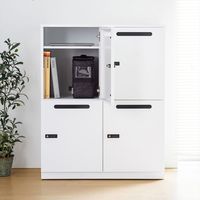 サンワサプライ パーソナルロッカー 2連2段 4人用 ダイヤル錠 幅800×奥行450×高さ1000mm ホワイト PLK-TW4W 1台（直送品）