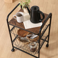 不二貿易 キッチンワゴン FBC-01-1 幅450×奥行355×高さ695mm ブラック/ブラウン 15420 1台（直送品）