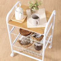 不二貿易 キッチンワゴン FBC-01-1 幅450×奥行355×高さ695mm ホワイト/ナチュラル 15421 1台（直送品）