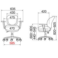 SEKI ボリュームクッションチェア グレー　可動肘付き　 1脚（2梱包）