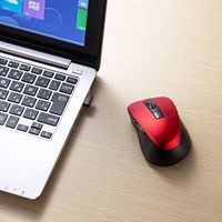 サンワサプライ 静音ワイヤレスブルーLEDマウス 5ボタン ボタン機能割り当て レッド MA-WBL153R 1個