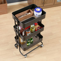 不二貿易 キッチンワゴン バスケット3段 幅450×奥行320×高さ785mm ブラック 14267 1台（直送品）