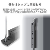 延長コード 電源タップ 1m 2ピン 6個口 固定&吊下可能 雷ガード ほこり防止 黒 T-KF01-2610BK エレコム 1個