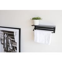 【軒先渡し】ヤマソロ Lasn タオル掛けハンガー 幅300×奥行100×高さ98mm ブラック 41-042 1台（直送品）