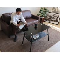 【軒先渡し】ヤマソロ Glad センターテーブル 幅900×奥行450×高さ550mm ブラック 82-739 1台（直送品）
