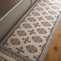 萩原 トルクメン プリントラグ 手織り絨毯風 450×1800mm アイボリー 240623217 1枚（直送品）