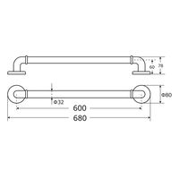 和気産業 ぬくもり手すり浴室用 ディンプルタイプ 32φ× 600mm 32B60 1個（直送品）