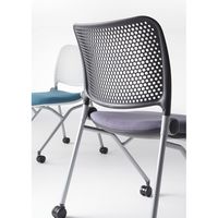 【設置込】内田洋行Blumeブルーメ ミーティングチェアBLU-220BP メッキ脚背パッド テーブル付 ティールグリーン 6-115-2226 1脚（直送品）