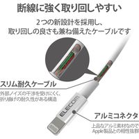 ライトニングケーブル 2m アルミコネクタ耐久仕様 USB(A)オス-Lightningオス シルバー MPA-UALPS20SV エレコム 1個