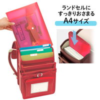プラス ファイル 年組氏名 スクール れんらく袋 A4ヨコ フタ・マチ付 レッド 79833 1セット（5冊）