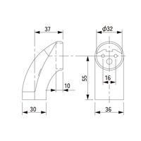 和気産業 室内手すり用金具 エンド シルバー 32mm専用 UB-24S 1セット(4個)（直送品）
