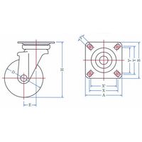 ユーエイ J・JB型キャスター(自在車・プレート式) WJBー75ーR 1セット(2個)（直送品）