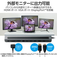 USB Type C ドッキングステーション ハブ 11-in-1 PD 85W出力 シルバー DST-W05 エレコム 1個