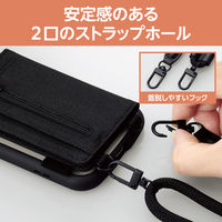 エレコム スマホショルダーストラップ/カードケース付き/丸紐6mm/ブラック P-STSDCDR06BK 1個