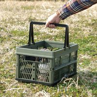 武田コーポレーション 取っ手付折りたたみコンテナL カーキ 81371KH 1箱(8個入)（直送品）