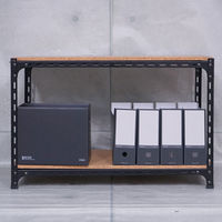 【軒先渡し】北島 アングル棚 スチールラック 2段 幅620×奥行320×高さ450mm  ブラック 1台（直送品）