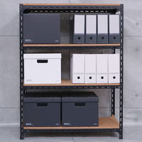 【軒先渡し】北島 アングル棚 スチールラック 4段 幅1520×奥行320×高さ1500mm  ブラック 1台（直送品）