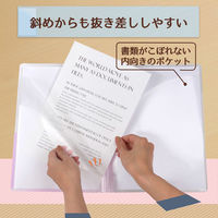 プラス スリムホルダーファイル パスティ A4タテ 4ポケット ラズベリーピンク クリアファイル 固定式 98862 2冊