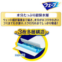 ウェーブ フロアワイパー（フローリングワイパー）用 ウェットシート 超保水 無香 大容量 1箱（28枚入×6パック） ユニ・チャーム