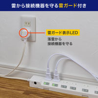 延長コード 電源タップ 2m 2P式 6個口 耐雷サージ 個別スイッチ付き ブレーカー付 白 WLK-62B（W） ELPA 1個
