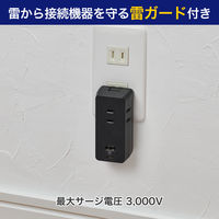 電源タップ USBタップ アダプター PD対応 耐雷サージ 収納プラグ ブラック UC-322SB（BK） ELPA 1個