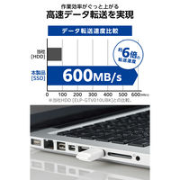 SSD 外付け 1TB 超小型 USB3.2(Gen2) 高速 ホワイト ESD-EXS1000GWH エレコム 1個（直送品）