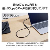 タイプC延長ケーブル 0.5m PD 60W USB3.2(Gen1) ブラック MPA-ECECC05BK エレコム 1個