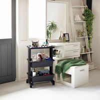 JEJアステージ リセスタイル テーブルワゴン3段 ブラック 幅450×奥行300×高さ715mm 1台